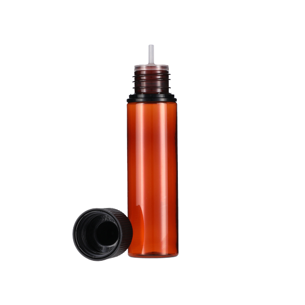 60ML TRANSLUCENT AMBER PET UNICORN BOTTLE WITH BLACK CR TAMPER EVIDENT BREAK-OFF BAND CLOSURE-detail image