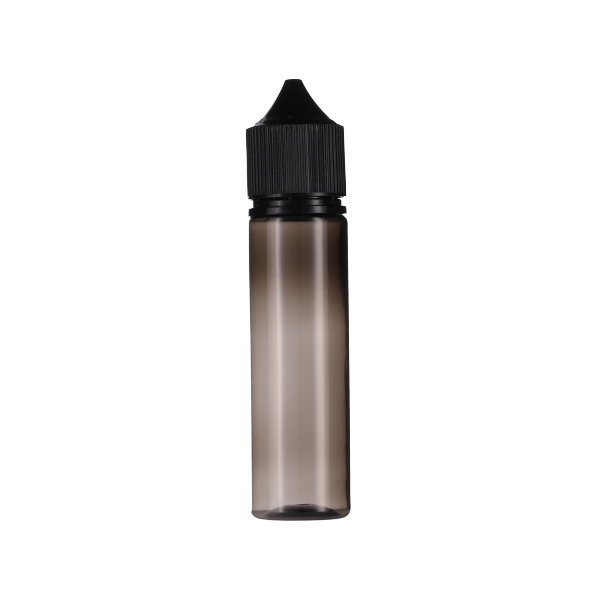 60ML TRANSLUCENT BLACK PET UNICORN BOTTLE WITH BLACK CR TAMPER EVIDENT BREAK-OFF BAND CLOSURE