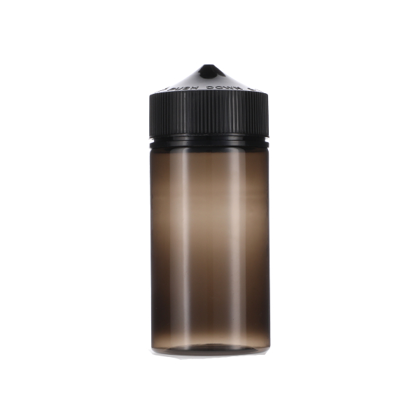 200ML TRANSLUCENT BLACK PET UNICORN BOTTLE WITH BLACK CR TAMPER EVIDENT BREAK-OFF BAND CLOSURE