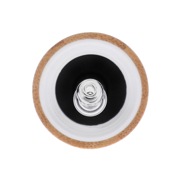 20-400 WHITE  PP BAMBOO SHELL CHILD RESISTANT TEXT TOP CLOSURE - 7 X 66MM BENT ROUND SERUM GLASS PIPETTE BLACK NBR BULB-detail image