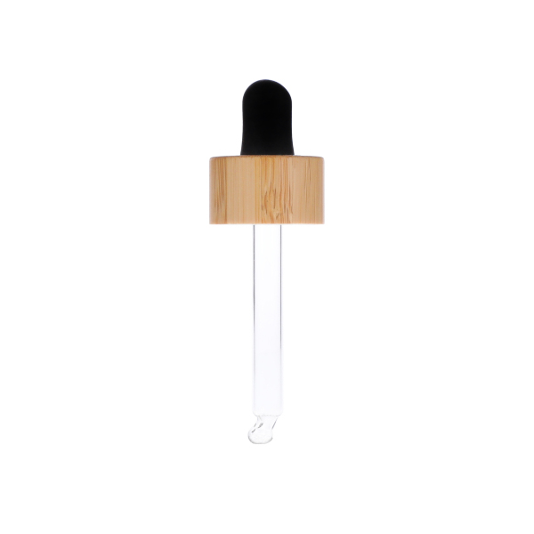 20-400 WHITE  PP BAMBOO SHELL CHILD RESISTANT TEXT TOP CLOSURE - 7 X 66MM BENT ROUND SERUM GLASS PIPETTE BLACK NBR BULB