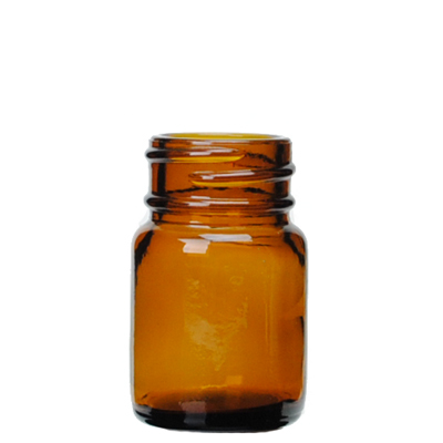 15CC AMBER WIDE MOUTH PACKER ROUND GLASS BOTTLE - 28-400 NECK
