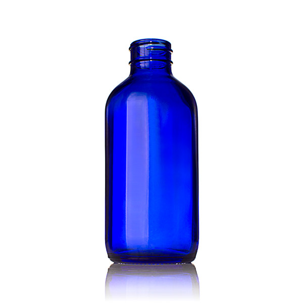 4OZ COBALT BLUE GLASS  BOSTON ROUND - 24-405 NECK