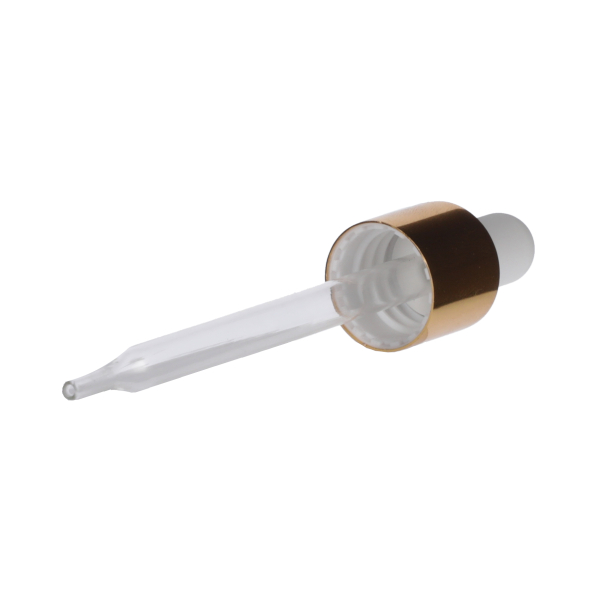 18-400 WHITE PP GOLD METAL OVERSHELL WHITE NBR BULB - 94MM X 7MM GLASS PIPETTE STRAIGHT TIP 1.5MM ORIFICE-detail image