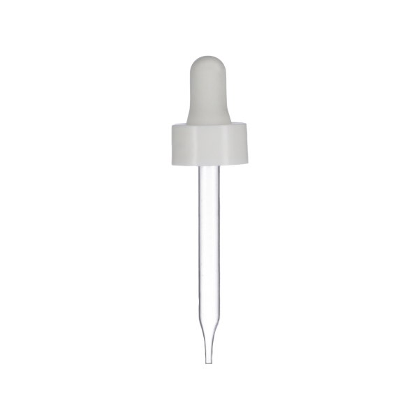 20-400 WHITE PP WHITE NBR BULB - 76MMX7MM GLASS PIPETTE STRAIGHT TIP 1MM ORIFICE