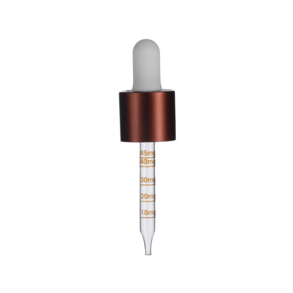 30ML FLINT GLASS TE BEAD BOSTON ROUND 18 DIN NECK WITH 18-415 WHITE PP  AMBER METAL OVERSHELL TE/CR 65MM X 7MM GRADUATED 10MG - 45MM GLASS PIPETTE STRAIGHT TIP 1.6MM ORIFICE-detail image