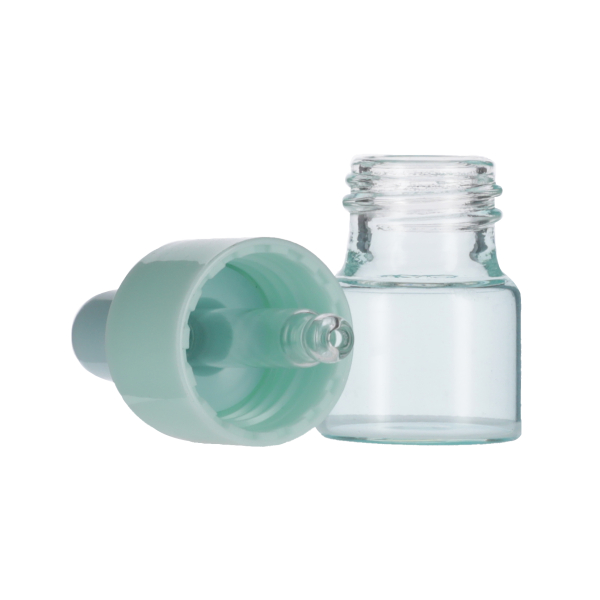 5ML CYAN SPRAY GLASS 20-410 CYAN SILICON BULB PP COLLAR 36MM X 7MM GLASS PIPETTE 2MM ORIFICE-detail image