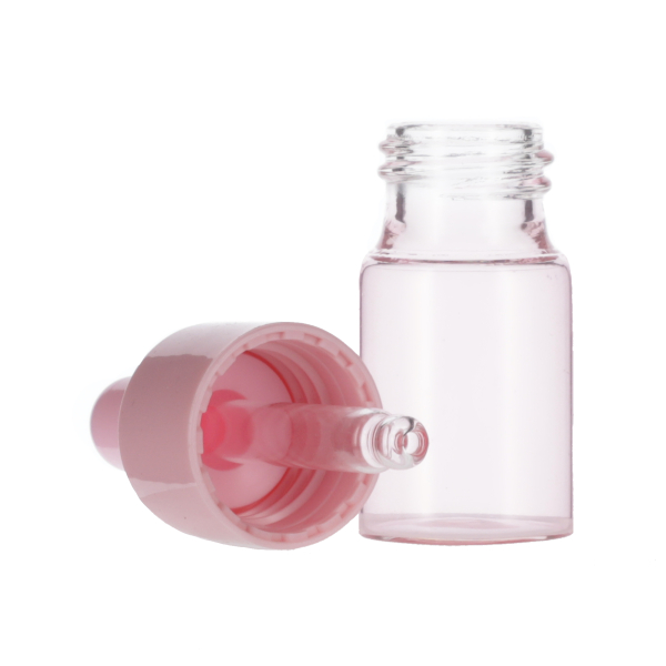 10ML PINK SPRAY GLASS 20-410 PINK SILICON BULB PP COLLAR 48MM X 7MM GLASS PIPETTE 2MM ORIFICE-detail image