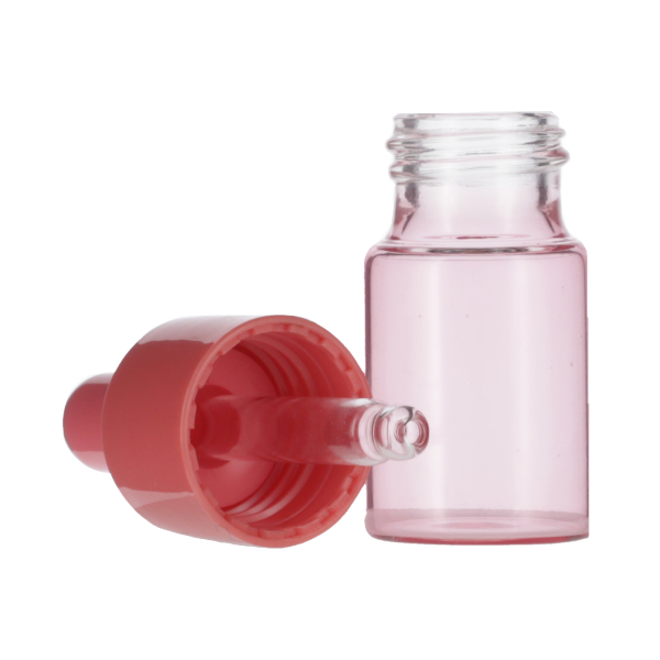 10ML CORAL PINK SPRAY GLASS 20-410 CORAL PINK SILICON BULB PP COLLAR 48MM X 7MM GLASS PIPETTE 2MM ORIFICE-detail image