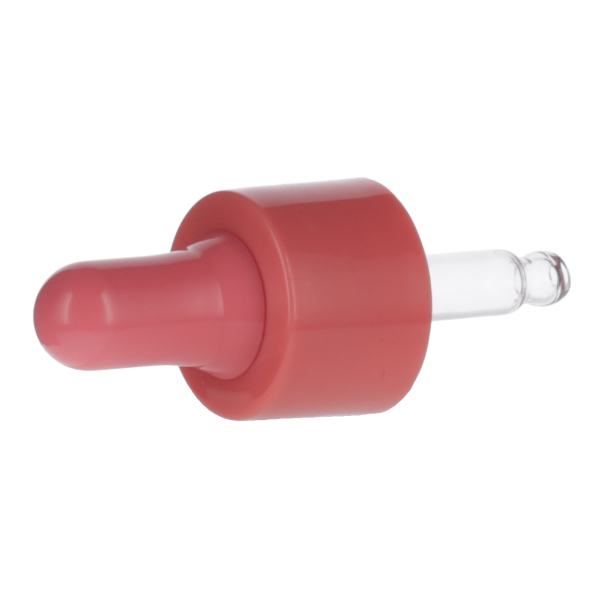 10ML CORAL PINK SPRAY GLASS 20-410 CORAL PINK SILICON BULB PP COLLAR 48MM X 7MM GLASS PIPETTE 2MM ORIFICE-detail image