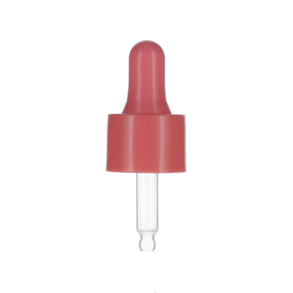10ML CORAL PINK SPRAY GLASS 20-410 CORAL PINK SILICON BULB PP COLLAR 48MM X 7MM GLASS PIPETTE 2MM ORIFICE-detail image