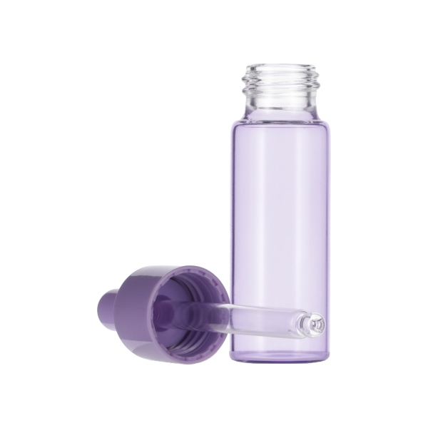 20ML PURPLE SPRAY GLASS BOTTLE WITH 20-410 PURPLE SILICON BULB PP COLLAR 75MM X 7MM GLASS PIPETTE 2MM ORIFICE-detail image