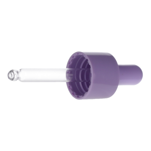 15ML PURPLE SPRAY GLASS 20-410 PURPLE SILICON BULB PP COLLAR 61MM X 7MM GLASS PIPETTE 2MM ORIFICE-detail image