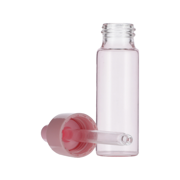 20ML PINK SPRAY GLASS BOTTLE WITH 20-410 PINK SILICON BULB PP COLLAR 75MM X 7MM GLASS PIPETTE 2MM ORIFICE-detail image