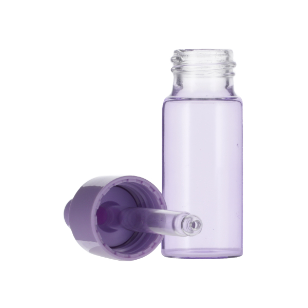 15ML PURPLE SPRAY GLASS 20-410 PURPLE SILICON BULB PP COLLAR 61MM X 7MM GLASS PIPETTE 2MM ORIFICE-detail image