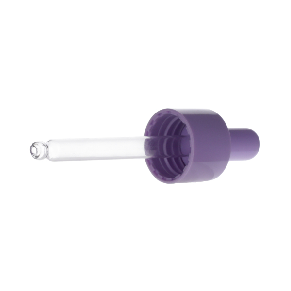 20ML PURPLE SPRAY GLASS BOTTLE WITH 20-410 PURPLE SILICON BULB PP COLLAR 75MM X 7MM GLASS PIPETTE 2MM ORIFICE-detail image
