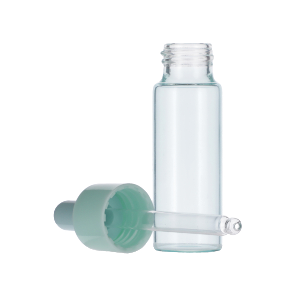 20ML CYAN SPRAY GLASS BOTTLE WITH 20-410 CYAN SILICON BULB PP COLLAR 75MM X 7MM GLASS PIPETTE 2MM ORIFICE-detail image