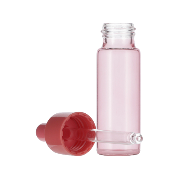 20ML CORAL PINK SPRAY GLASS BOTTLE WITH 20-410 CORAL PINK SILICON BULB PP COLLAR 75MM X 7MM GLASS PIPETTE 2MM ORIFICE-detail image