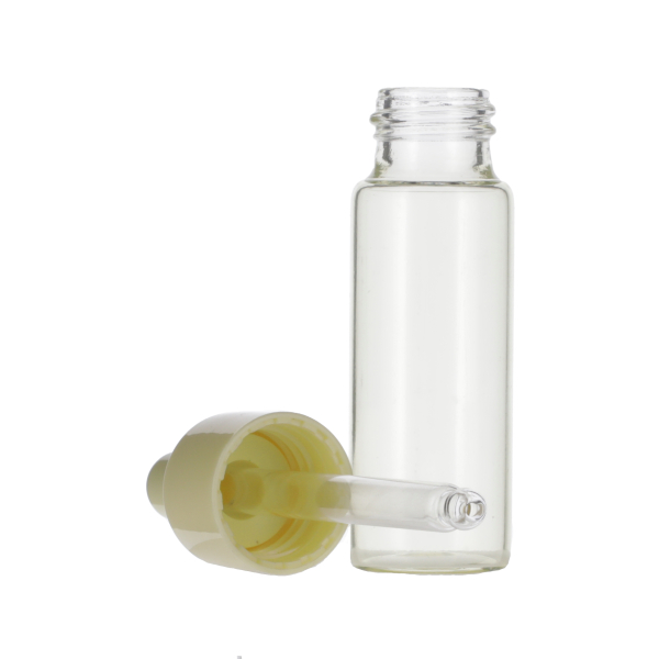 20ML YELLOW SPRAY GLASS BOTTLE WITH 20-410 YELLOW SILICON BULB PP COLLAR 75MM X 7MM GLASS PIPETTE 2MM ORIFICE-detail image
