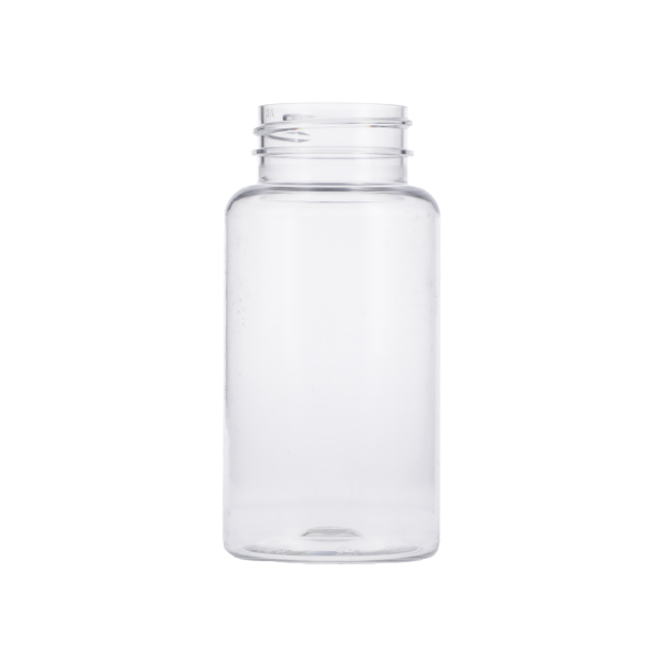150CC CLEAR PET TALL PACKER BOTTLE ROUND WITH 38-400 NECK FINISH