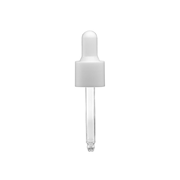 18-415 WHITE SMOOTH MATTE SIDE PP CLOSURE WHITE NBR BULB GLASS PIPETTE 7X61MM LENGTH ROUNDED TIP