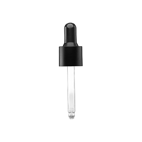 18-415 BLACK SMOOTH MATTE SIDE PP CLOSURE BLACK NBR BULB GLASS PIPETTE 7X61MM LENGTH ROUNDED TIP