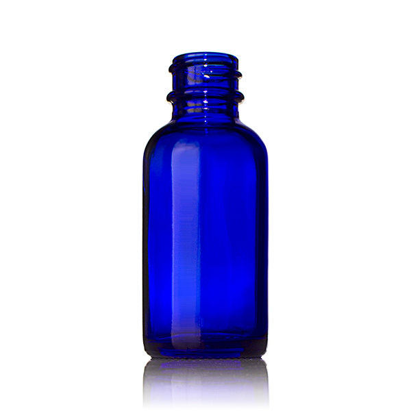 1OZ COBALT BLUE GLASS BOSTON ROUND WITH 20-405 NECK FINISH