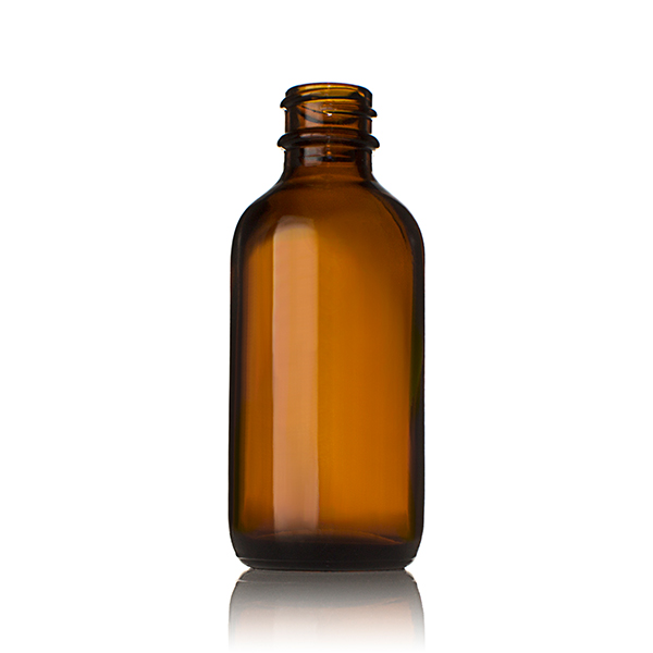 2OZ AMBER GLASS BOSTON ROUND WITH 20-400 NECK FINISH