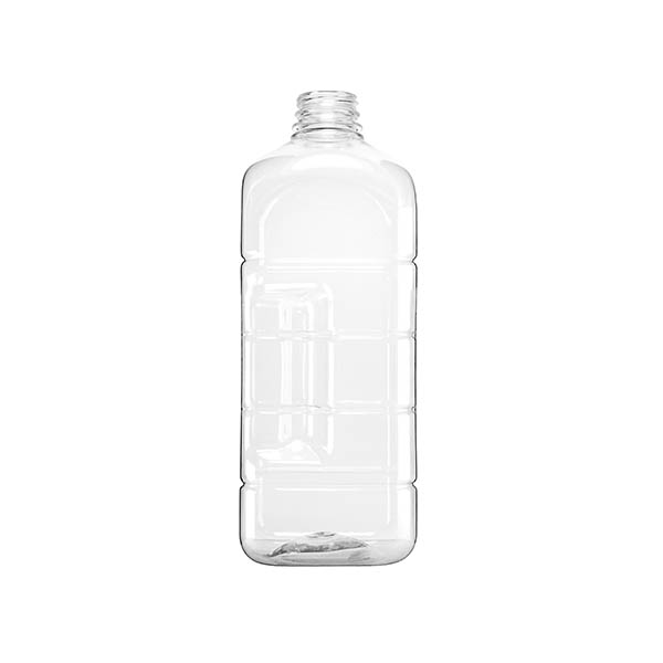 N1012931 : 64OZ CLEAR PET PINCH GRIP BEVERAGE BOTTLE SQUARE WITH 38-DBJ NECK FINISH