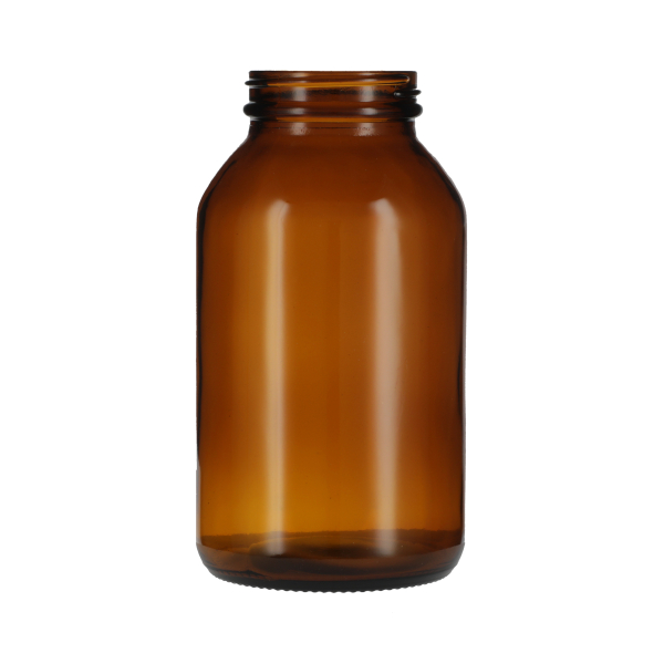 500CC AMBER GLASS WIDE MOUTH ROUND  WITH 53-400 NECK FINISH