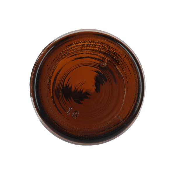 16OZ AMBER BOSTON ROUND GLASS BOTTLE - 28-405 NECK-detail image