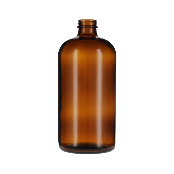 32OZ AMBER GLASS BOSTON ROUND - 33-400 NECK