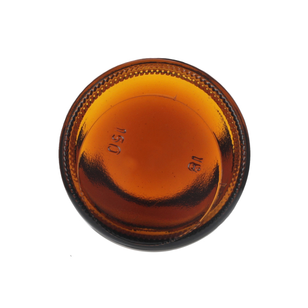 150CC AMBER GLASS WIDE MOUTH PACKER ROUND WITH 45-400 NECK FINISH-detail image