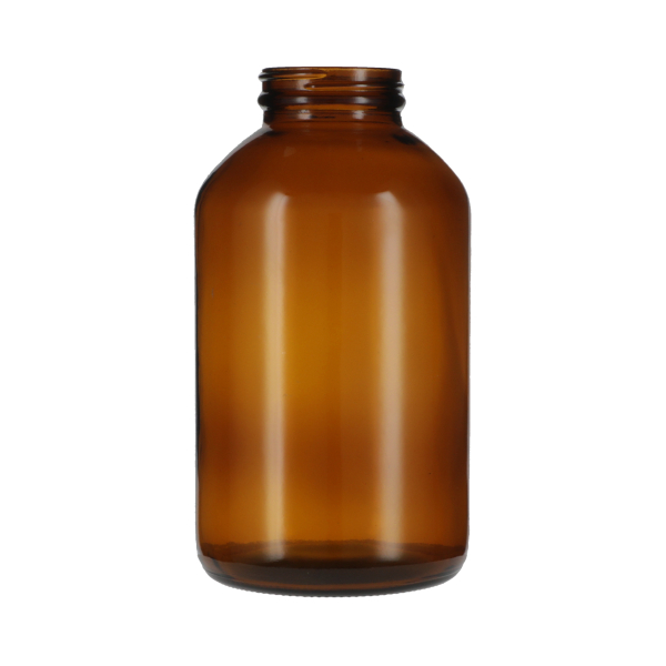 950CC AMBER GLASS WIDE MOUTH ROUND - 53-400 NECK
