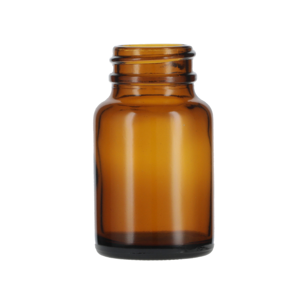 60CC AMBER WIDE MOUTH PACKER ROUND GLASS BOTTLE - 33-405 NECK