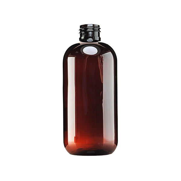 8OZ AMBER PET BOSTON ROUND WITH 24-410 NECK FINISH