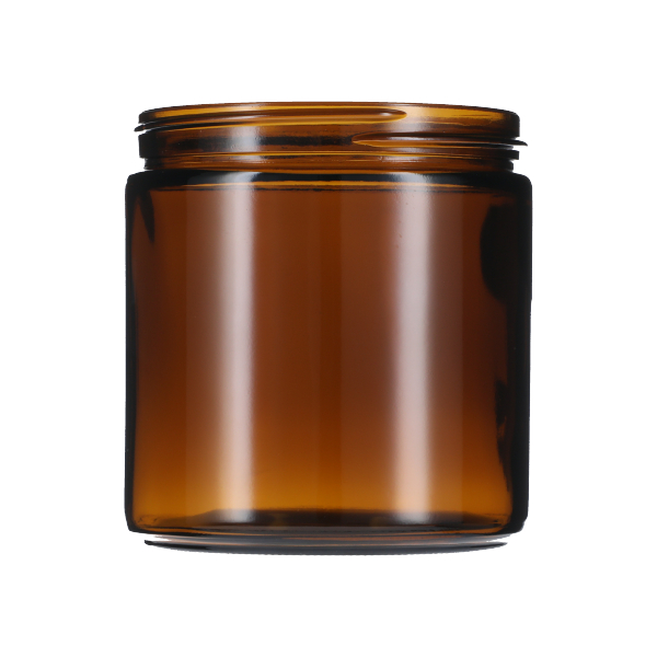 16OZ AMBER GLASS STRAIGHT SIDED CREAM JAR ROUND - 89-405 NECK