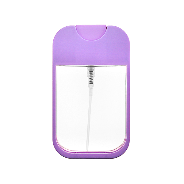 45ML CLEAR PETG TRAVEL SPRAYER RECTANGULAR WITH PURPLE ABS FRAME AND ACTUATOR-detail image