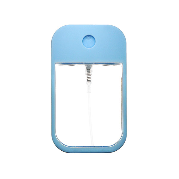 45ML CLEAR PETG TRAVEL SPRAYER RECTANGULAR WITH BLUE ABS FRAME AND ACTUATOR