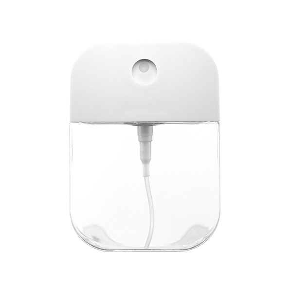 30ML CLEAR PETG TRAVEL SPRAYER WITH WHITE ABS ACTUATOR RECTANGULAR