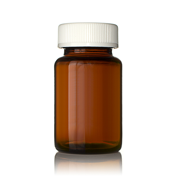 100CC AMBER GLASS WIDE MOUTH PACKER ROUND WITH 38-400 NECK FINISH-detail image