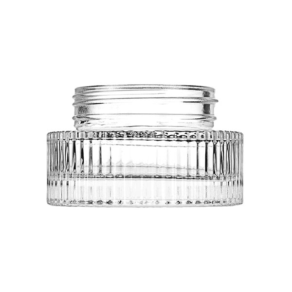 30ML FLINT GLASS FLUTED LABEL PANEL SQUAT JAR ROUND WITH 48MM NECK-detail image