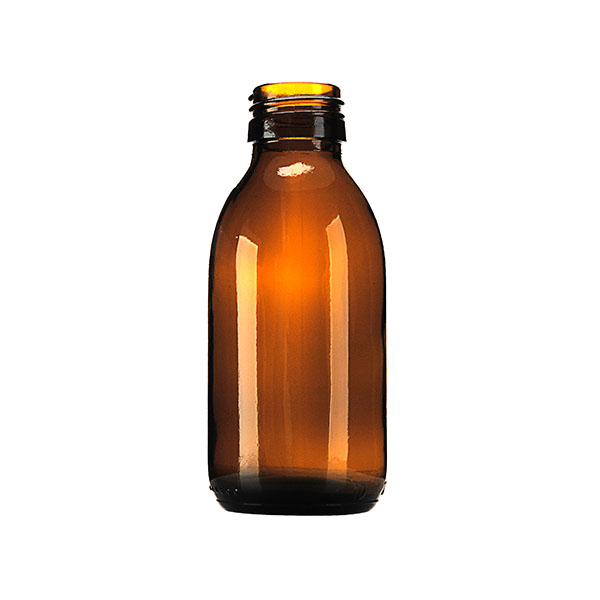 125ML AMBER GLASS SYRUP BOTTLE ROUND - 28MM NECK
