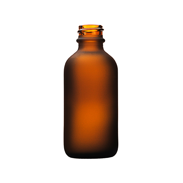 25420009 : 2OZ AMBER GLASS FROSTED BOSTON ROUND - 20-400 NECK
