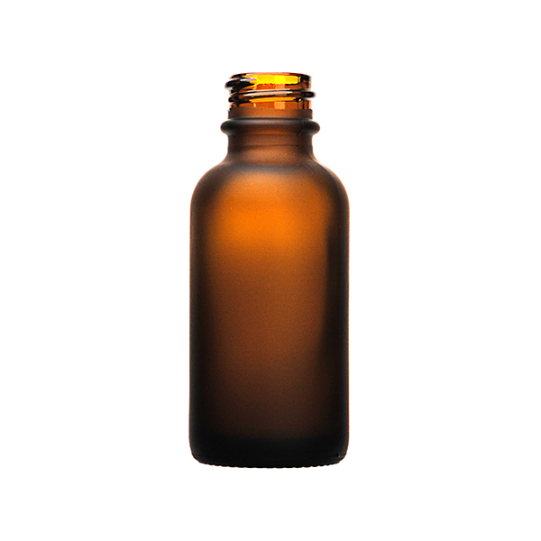 1OZ AMBER GLASS FROSTED BOSTON ROUND - 20-400 NECK