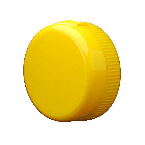38-400 YELLOW RIB SIDE PP FLIP TOP DISPENSING CLOSURE WITH SFYP PRINTED PS21 LINER 0.25" ORIFICE-detail image