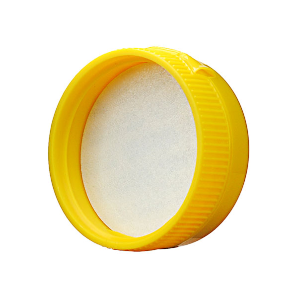 38-400 YELLOW RIB SIDE PP FLIP TOP DISPENSING CLOSURE WITH SFYP PRINTED PS21 LINER 0.25" ORIFICE-detail image