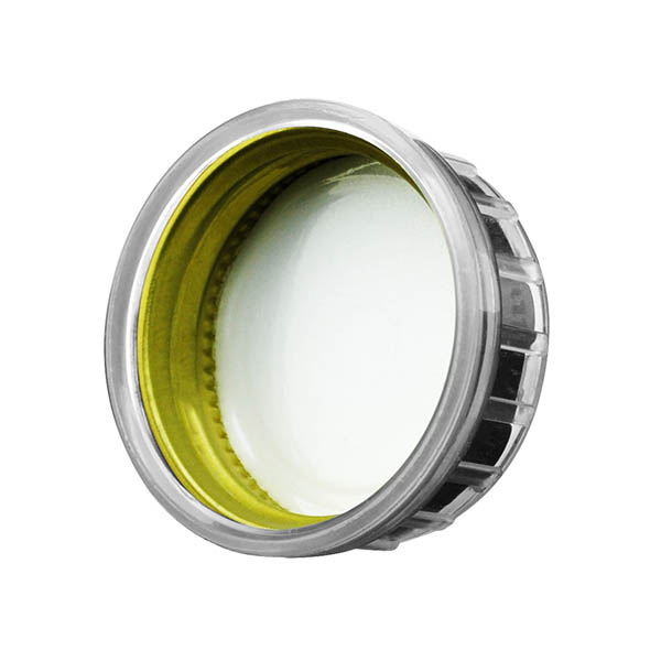33-400 BLACK TIN PLATE METAL SAF-LOK CRC PICTORIAL DESIGN GOLD INNER CLEAR PP RIB SIDE OVERCAP WITH .040" PE FOAM LINER-detail image
