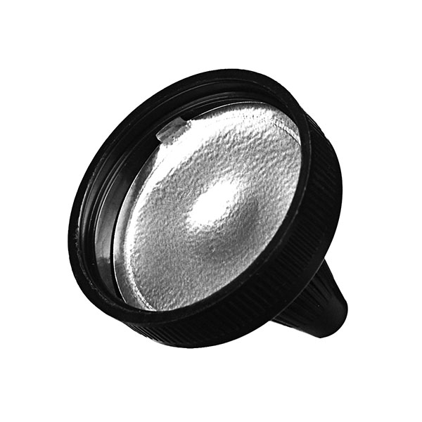 38-400 BLACK RIB SIDE LDPE TWIST OPEN TWIST CLOSURE CAP WITH TRI-TAB S70A FS1-15 HS LINER .187" ORIFICE-detail image