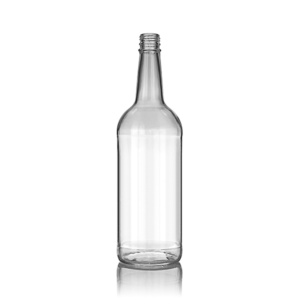 750ML FLINT GLASS ROUND LINCOLN LIQUOR BOTTLE 28-350 TE NECK FINISH